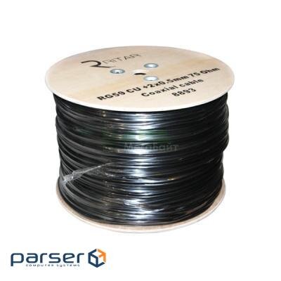 Кабель телевізійний Ritar 1,02 мм.CU, 64x0.12m CCA экран, + 2*0.5 power, че (RT-B305-RG690+2x0.5mm)