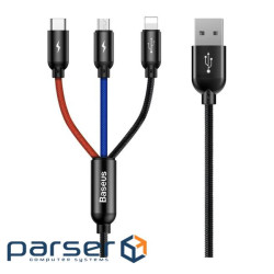 Кабель BASEUS Three Primary Colors 3-in-1 Cable 1.2м Black (CAMLT-BSY01)