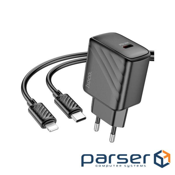 Зарядний пристрій HOCO CS22A Value USB-C PD30W + cable USB-C to Lightning Black (6942007609920)