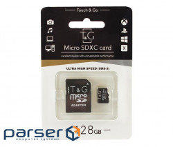 Карта пам'яті T&G micro SDHC (UHS-3) 128GB class 10 (з адаптером) (TG-128GBSD10U3-01)