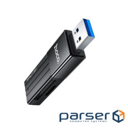 USB-хаб HOCO HB20 Mindful 2-in-1card reader(USB3.0) Black (6931474735218)