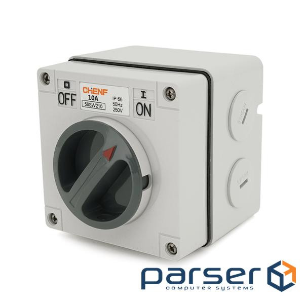 Перемикач ON / OFF Chenf, 250V / 10A, IP66, Box (CF-56SW210)