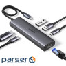 Концентратор Ugreen USB-C to HDMI + 2xUSB 3.2 + USB-C 3.2 + RJ45 + PD CM512 gray (45000)