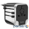 Фільтр HOCO AC5 на 1 розетку + 2 USB, 220В, кабель 1,5м, Black / Gray, Box (AC5ABG) , Black / Gray, Box (AC5ABG)