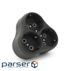 Розетка трійник із заземленням A202В, 2Р+PE, 16А Black, Q14 (NX1114) Black, Q14 (NX1114)