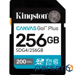 Карта пам"яті Kingston 256GB SDXC сlass 10 UHS-I U3 V30 Canvas Go Plus G4 (SDG4/256GB)