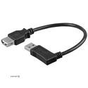 USB2.0 A M/F device extension cable 0.3m, AWG24+28 90°right 2xS D=4.5mm Cu, black (75.09.5702-1