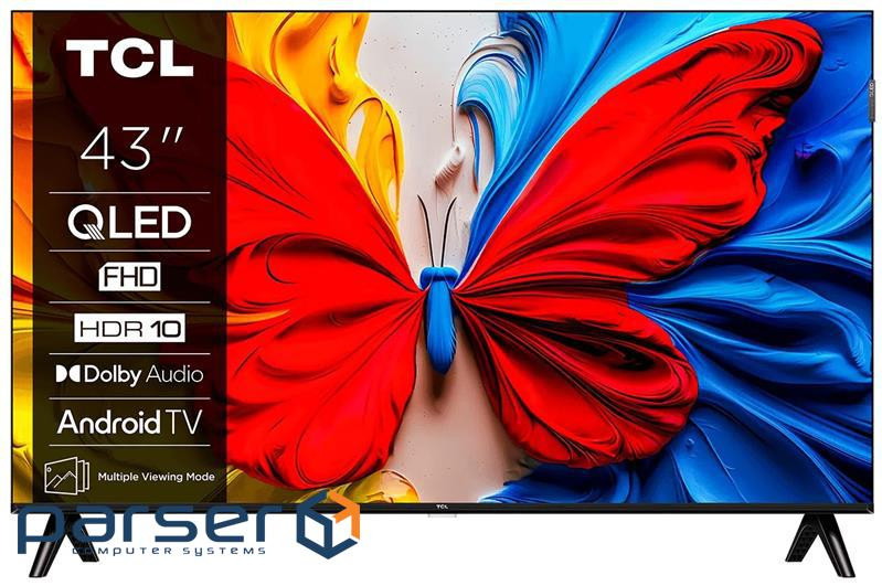 Телевізор 43" TCL QLED FHD 60Hz Smart Android TV Black (43V5C)