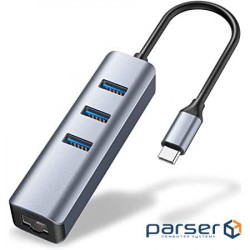 Перехідник мережевий Lucom USB Type-C-RJ45 LAN M/F,(USB3.0) 0.20m (62.09.8192-1)