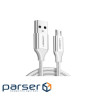 Cable UGREEN US290 USB 2.0 AM-MicroUSB M, 2 m, 3.0A, (18W) Nickel Plating White (60153)