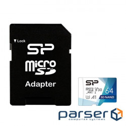 MicroSDXC card 64G U3 A1 V30 SILICON POWER Superior Color 100R/80W + adapter (SP064GBSTXDU3V20AB)