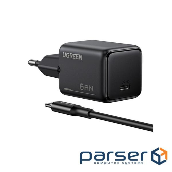 Зарядний пристрій Ugreen X517 USB-C PD25W GaN + cable USB-C to USB-C 1.0m black (75103)