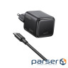 Зарядний пристрій Ugreen X517 USB-C PD25W GaN + cable USB-C to USB-C 1.0m black (75103)