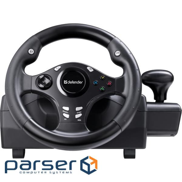 Ігрове кермо з двома педалями Defender Rager PC/PS/Xbox/Switch, чорне (64067)