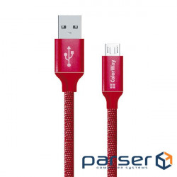 Дата кабель Кабель Colorway USB - MicroUSB 2.1А 1м червоний ColorWay (CW-CBUM002-RD)