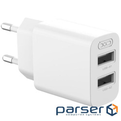 Зарядний пристрій XO L109 2xUSB-A, 2.4A, 12W White (L109_WHITE)