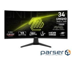 Монітор MSI 34" MAG 346CQ 2xHDMI, DP, Audio, VA, 3440x1440, 21:9, 180Hz, 1ms, sRGB 100%, CURVED