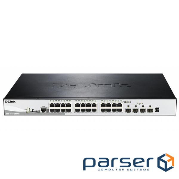 Network switch Cisco SG350X-48-K9-EU Тип - управляемый 3-го уровня, форм-фактор - в стойку, количество портов - 54, порты - SFP+, Gigabit Ethernet, комбинированный, возможность удаленного управления - управляемый, коммутационная способность - 176 Гбит/ с, размер таблицы МАС-адресов - 64000 Кб, корпус - Металический, 48x10/ 100/ 1000TX, 2хSFP+ D-Link DGS-1510-28XMP