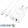 Мережевий зарядний пристрій HOCO C80A Plus Rapido PD20W+QC3.0 charger set(C to iP) W (6931474779892)