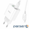Мережевий зарядний пристрій HOCO C80A Plus Rapido PD20W+QC3.0 charger set(C to iP) W (6931474779892)