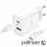 Мережевий зарядний пристрій HOCO C80A Plus Rapido PD20W+QC3.0 charger set(C to iP) W (6931474779892)