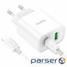 Мережевий зарядний пристрій HOCO C80A Plus Rapido PD20W+QC3.0 charger set(C to iP) W (6931474779892)
