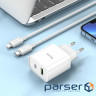 Мережевий зарядний пристрій HOCO C80A Plus Rapido PD20W+QC3.0 charger set(C to iP) W (6931474779892)