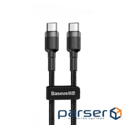 Дата кабель USB-C to USB-C 1.0m 3A 60W Cafule Black Baseus (CATKLF-GG1)