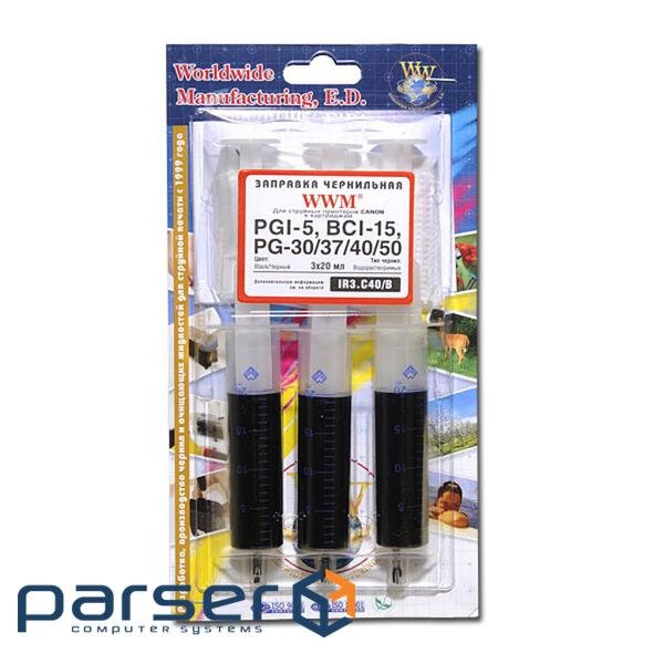 Заправний набір WWM CANON PG-40 Black (3x20ml) (IR3.C40/B)