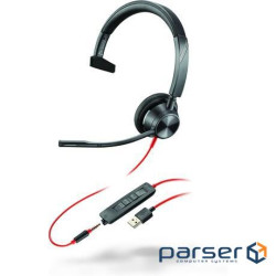 Гарнітура комп'ютерна моно On-ear Poly Blackwire 3315, USB-A, всеспрямований, чорний (76J12AA)