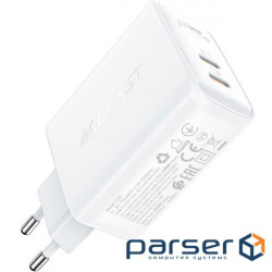 Charger ACEFAST A29 Fast Charge Wall Charger GaN PD50W (2xUSB-C) White (AFA29W)