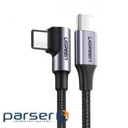 Кабель USB 2.0 Type-C M-M, 2 м, (60W) Чорний+Cірий, 90Angle US255 UGREEN (50125) , 90Angle US255 UGREEN (50125)