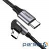 Кабель USB 2.0 Type-C M-M, 2 м, (60W) Чорний+Cірий, 90Angle US255 UGREEN (50125) , 90Angle US255 UGREEN (50125)