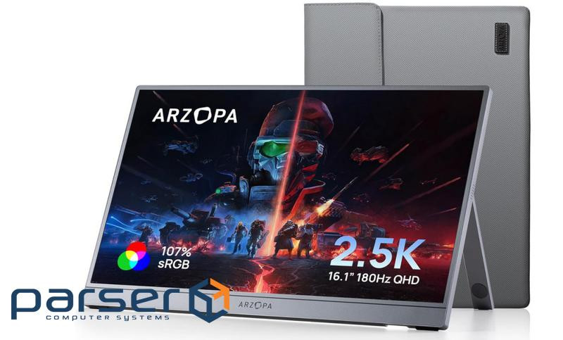Монітор 16.1" Arzopa Z3FC + Case, Gray, OLED, 2560x1440, 16:9, 1 мс, 180 Гц, 400 кд/м2,