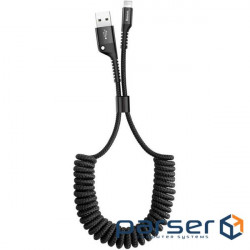 Дата кабель USB 2.0 AM to Lightning 1.0m Fish eye Spring 2A black Baseus (CALSR-01)