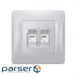 Computer socket Videx BINERA CAT6 + CAT6 double silver (VF-BNSK2PC6-SS)