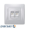Computer socket Videx BINERA CAT6 + CAT6 double silver (VF-BNSK2PC6-SS)