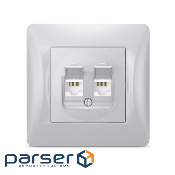 Computer socket Videx BINERA CAT6 + CAT6 double silver (VF-BNSK2PC6-SS)