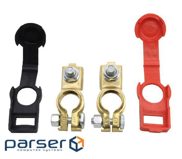 Клема для свинцево-кислотного акумулятора D2, метал омеднений, 2 штуки в упауовці, ціна з (YT-39425) (YT-39425)