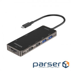Hub USB Promate PrimeHub USB-C Grey (primehub-go.grey)