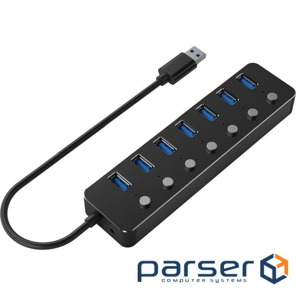 USB хаб із вимикачами GEMBIRD UHB-U3P7P-01 Black