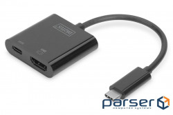 Adapter DIGITUS USB-C - HDMA+USB-C UHD 4K, M/F, 0.11 m (DA-70856)