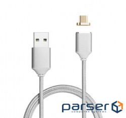 Cable Voltronic USB-microUSB, magnetic, 1m , Silver (YT-MCFB-M/S)