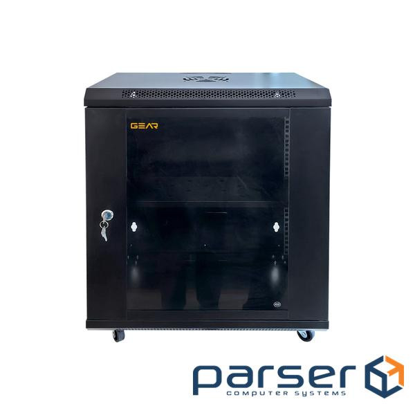 Шафа настінна GEAR 12U 19" 600x600x600 мм, + полка 19", black (GWMSN-12U-600-600)