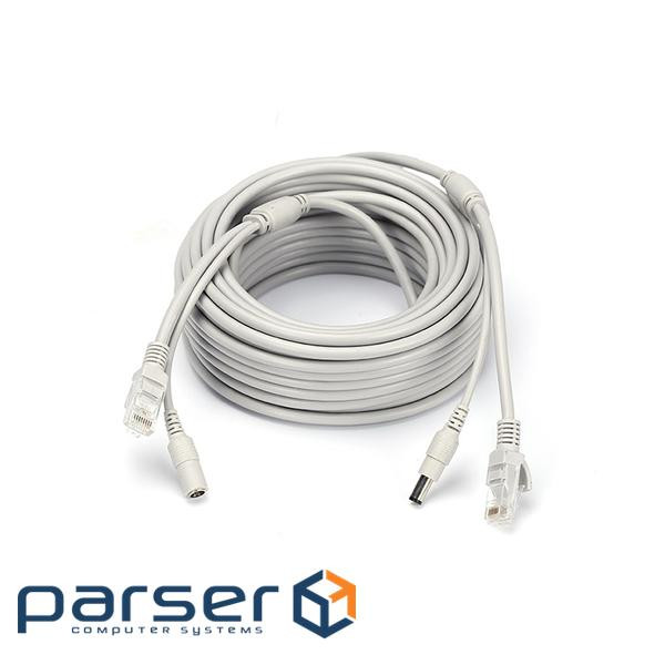 Патчкорд комбінований по кручений парі RJ-45 + DC 30m, сірий, Q (RJ-45+DC 30m) , Q (RJ-45+DC 30m)