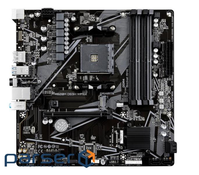 Материнська плата sAM4 AMD A520 DP/HDMI 4xDDR4 1xM .2 GbE Lan mATX GIGABYTE A520M DS3H WIFI6E