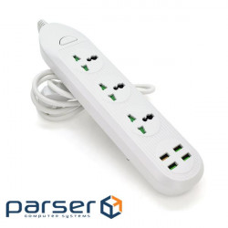 Surge protector TV-T16, 4 sockets + 3 USB, 2 m, section 3x0.75mm, 3000W, White, Box (TV-T 16-White)
