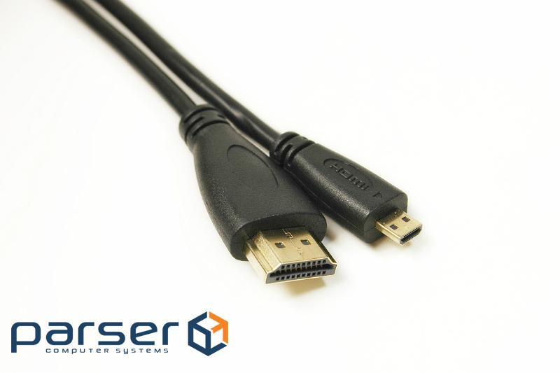 Кабель мультимедійний HDMI A to HDMI D (micro), 2.0m PowerPlant (KD00AS1274)