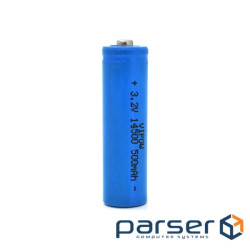 Акумулятор 14500 LiFePO4 (size AA), 500mAh, 3.2V, TipTop, blue Vipow (IFR14500-500mAhTT / 21439)