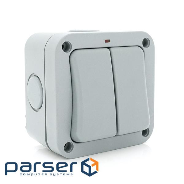 Вимикач подвійний зовнішнього монтажу, водонепроникний, IP66, AC: 110-250V, 10A, White (YT-MP42) , IP66, AC: 110-250V, 10A, White (YT-MP42)